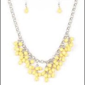 Paparazzi Modern Macrena Yellow Beaded Statement Necklace With Earrings New